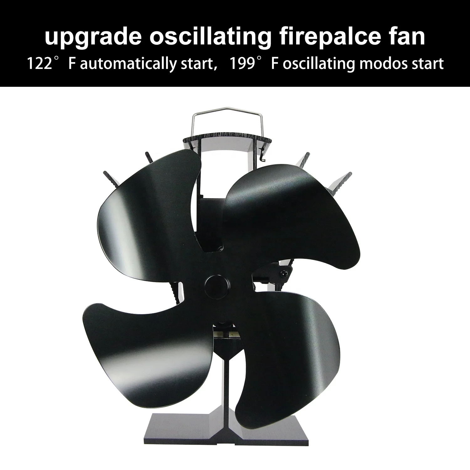 Oscillating Wood Stove Fan Fireplace Fan for Warm Air Saving Furnace Air Blower for  Wood log Burner