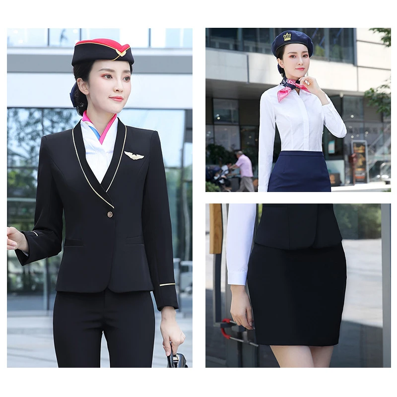 AI-MICH Professional Overalls Long Sleeves Wicks Away Moisture Flight Attendant Uniform Customization Wholesale Aviation