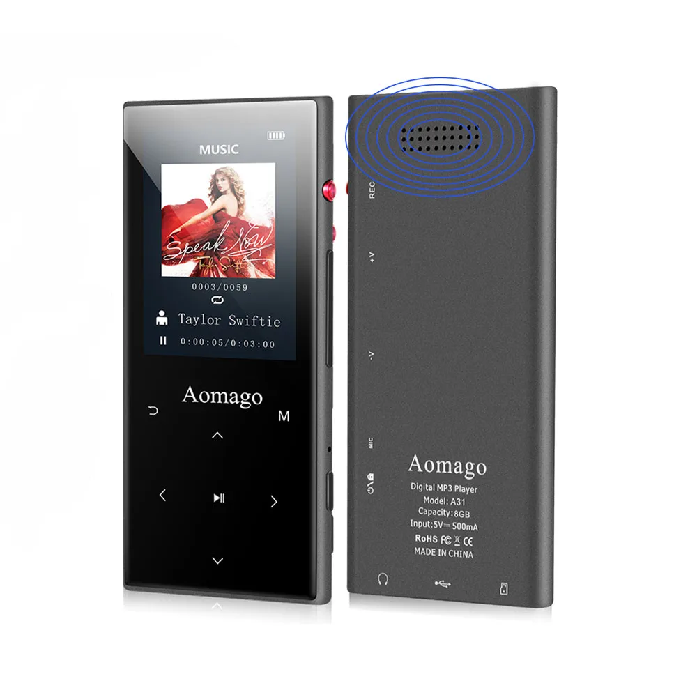 Aomago Sports BT 4 1 MP3 встроенный динамик fm-радио шагомер HiFi без потерь цифровой музыкальный