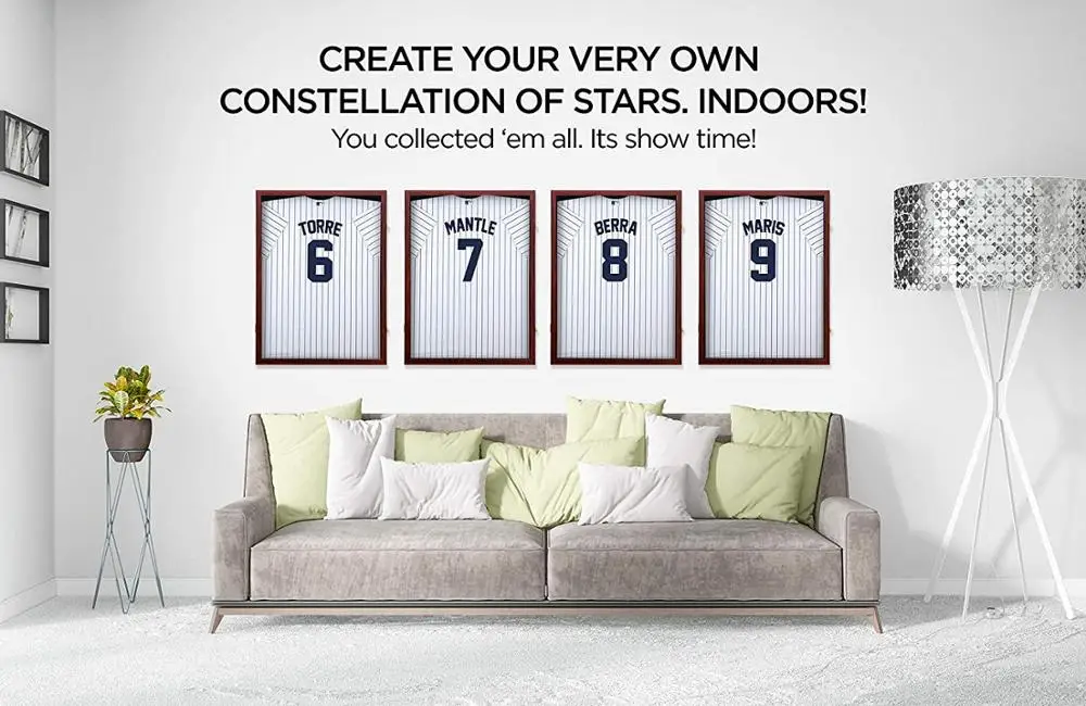 Wall Mount Jersey Display Wood Frame Finish Case Large Shadow Box Home Decor