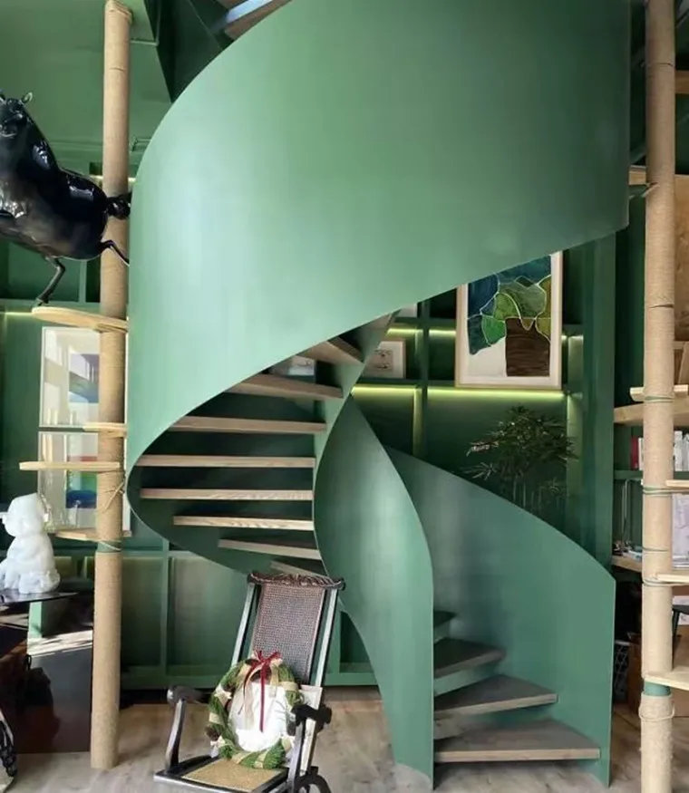 Factory Hot Sale Modern Circular Villa Spiral Dimensions Helical Curved Staircase  modern steel staircase