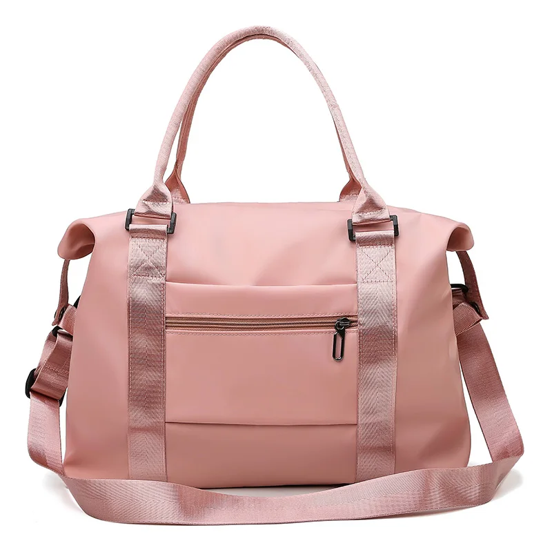 Folding Travel Duffel Bag Water Resistant Luggage handbag Nylon Sports Gym Bag Carry On Travel Duffel Bag Pink