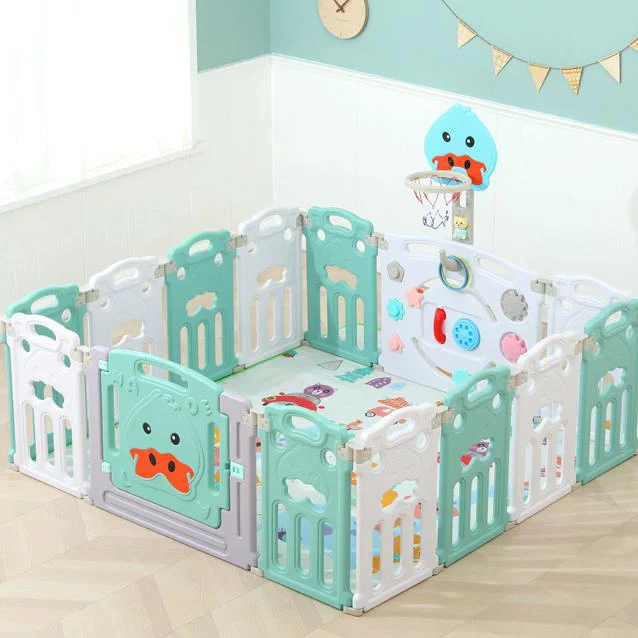 12+2 Children Furniture Sets HDPE Baby Play Yard Safety Fence Kids Large Baby Plastic Playpen For Indoor Outdoor Playing