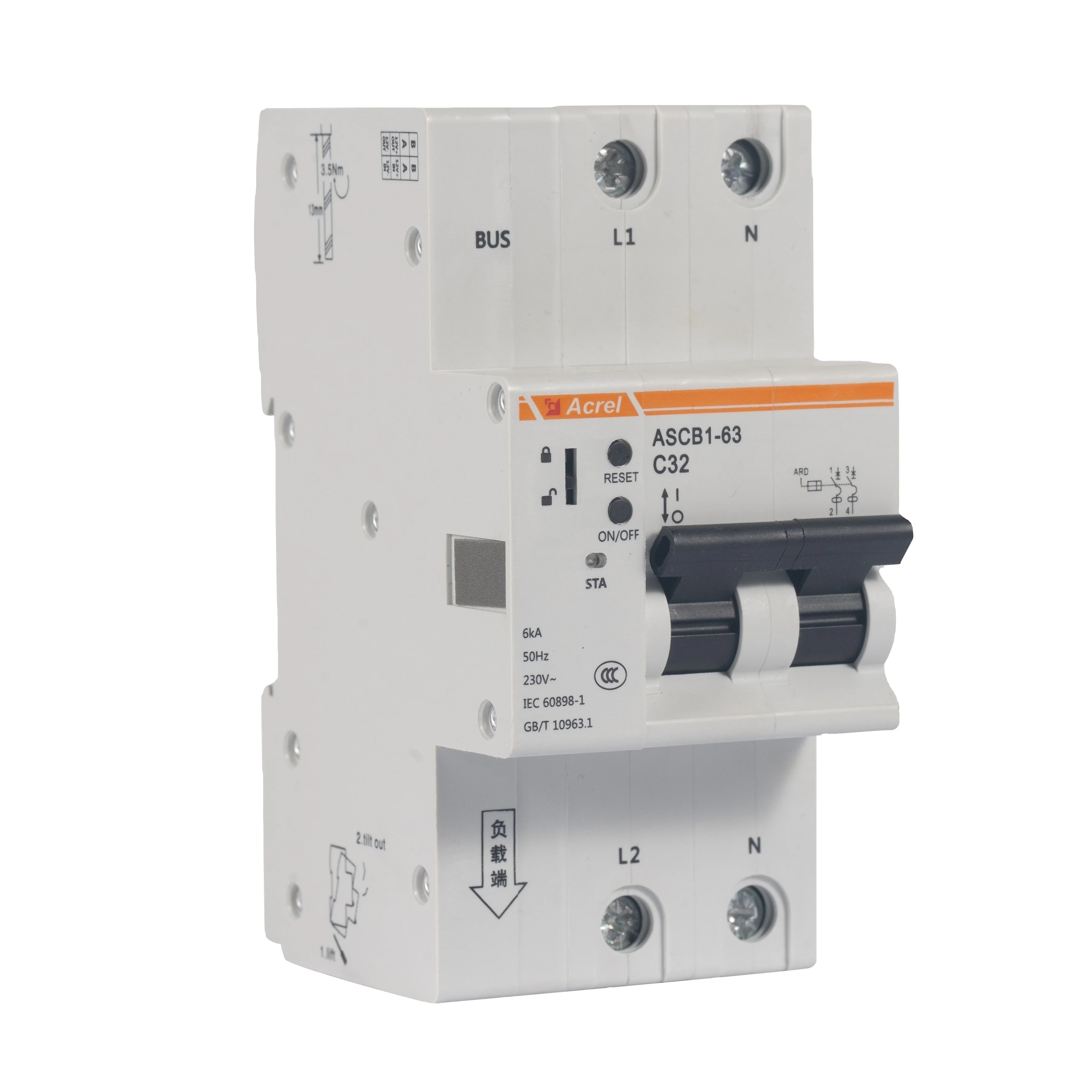 Интеллектуальный выключатель ASCB1-63-C16-2P Acrel с функцией связи RS485 Modbus-RTU