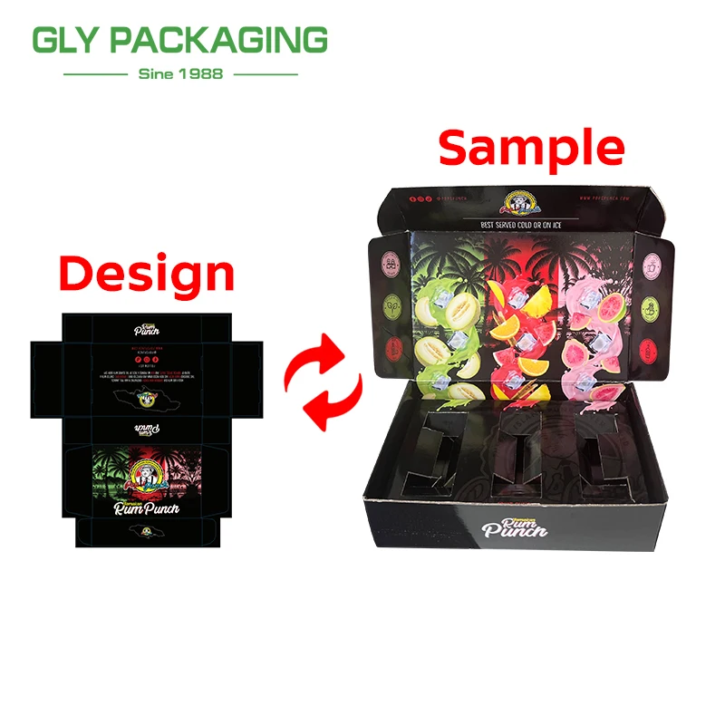 Custom Logo airplane corrugated UV Matte Black beverage Box Inner Tray Shipping Boxes Folding Mailer Box