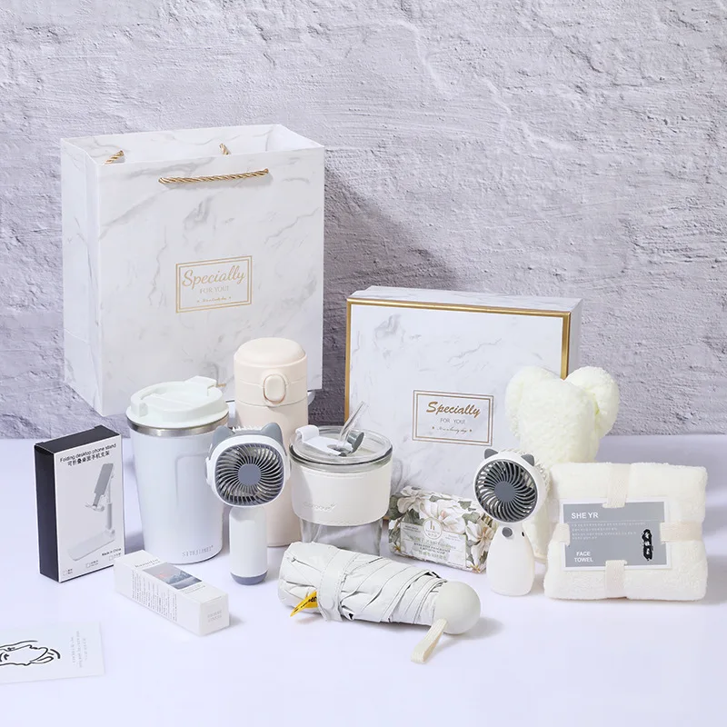 Mothers Day Gift Set With Fans Coffee Mug Towel Umbrella Gift Items