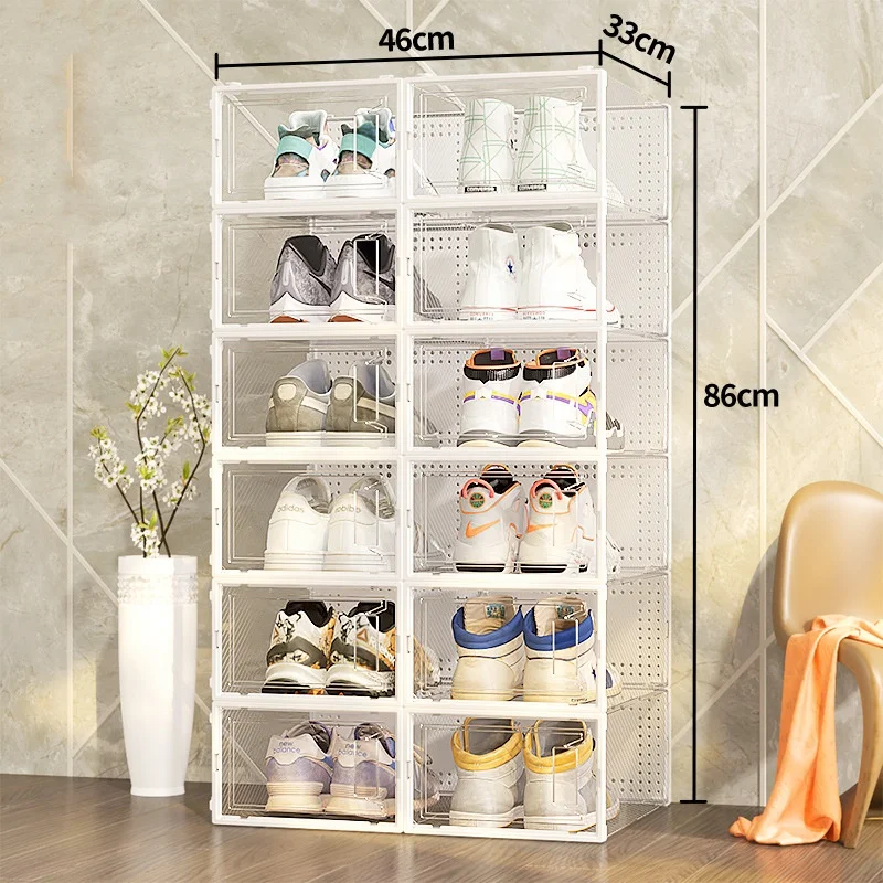 Wholesale Foldable Sneaker Storage Box Acrylic Drawer Type with Drop Front Magnetic PP Plastic Metal and Paper Material