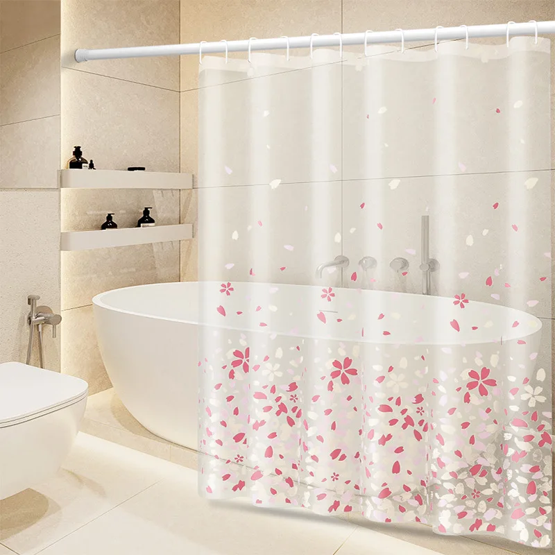 Custom 3D Bathroom PEVA transparent clear frosted shower curtain
