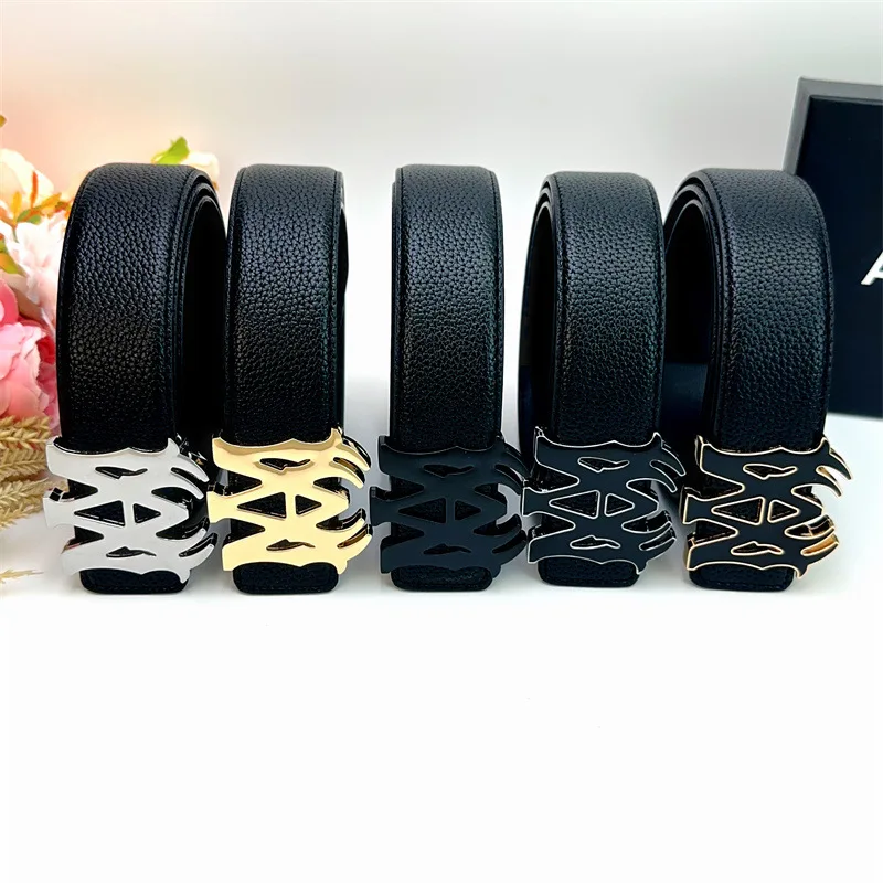 Wholesale (3.8cm wide 100-125cm long+Designer box) belt buckle Designer brand leather belt men