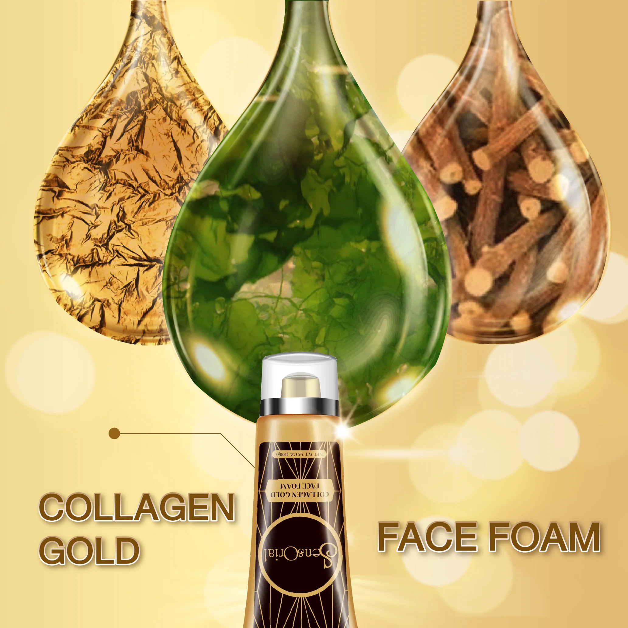 Sensorial Collagen Gold Baby Face Foam Cleansing Whitening Anti Wrinkles 100 g