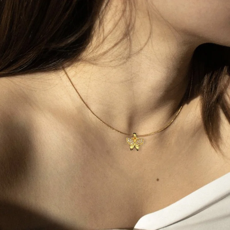 High class custom fashion small pendant 18k gold plated 925 sterling silver material butterfly pendant