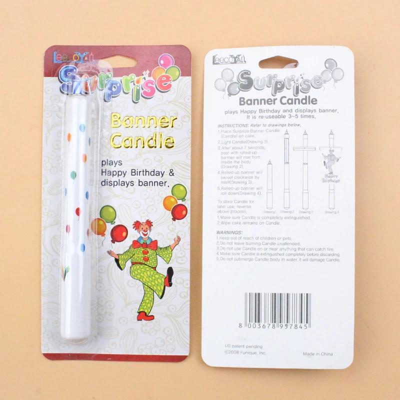 Wholesale happy birthday cake decoration surprise clown banner candle