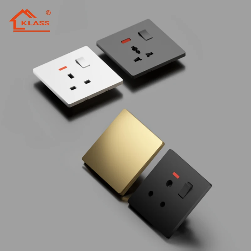KLASS British Standard Household  86*86mm Curved Design 2 Position 2 Way 10A 250V Light Electrical Wall Switch Socket