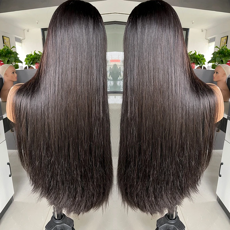 Оптовая продажа, индийские волосы с выравненной кутикулой 12 А, предварительно выщипанные прямые передние парики на сетке с детскими волосами, человеческие волосы, парики для чернокожих женщин