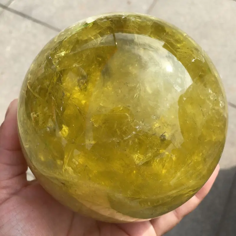 Wholesale magic natural yellow quartz rock citrine healing crystal sphere ball