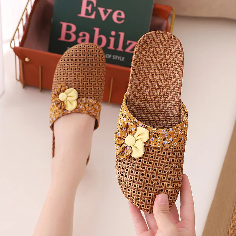 Top selling flax slippers flat sandals for women men indoor shoes
