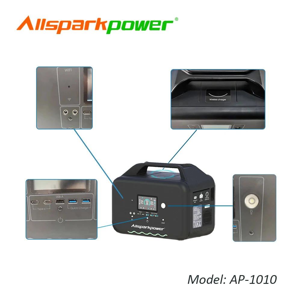 Portable Power Station 1000w Output Power Support 800W Super Fast Charging 3 hous could full charge