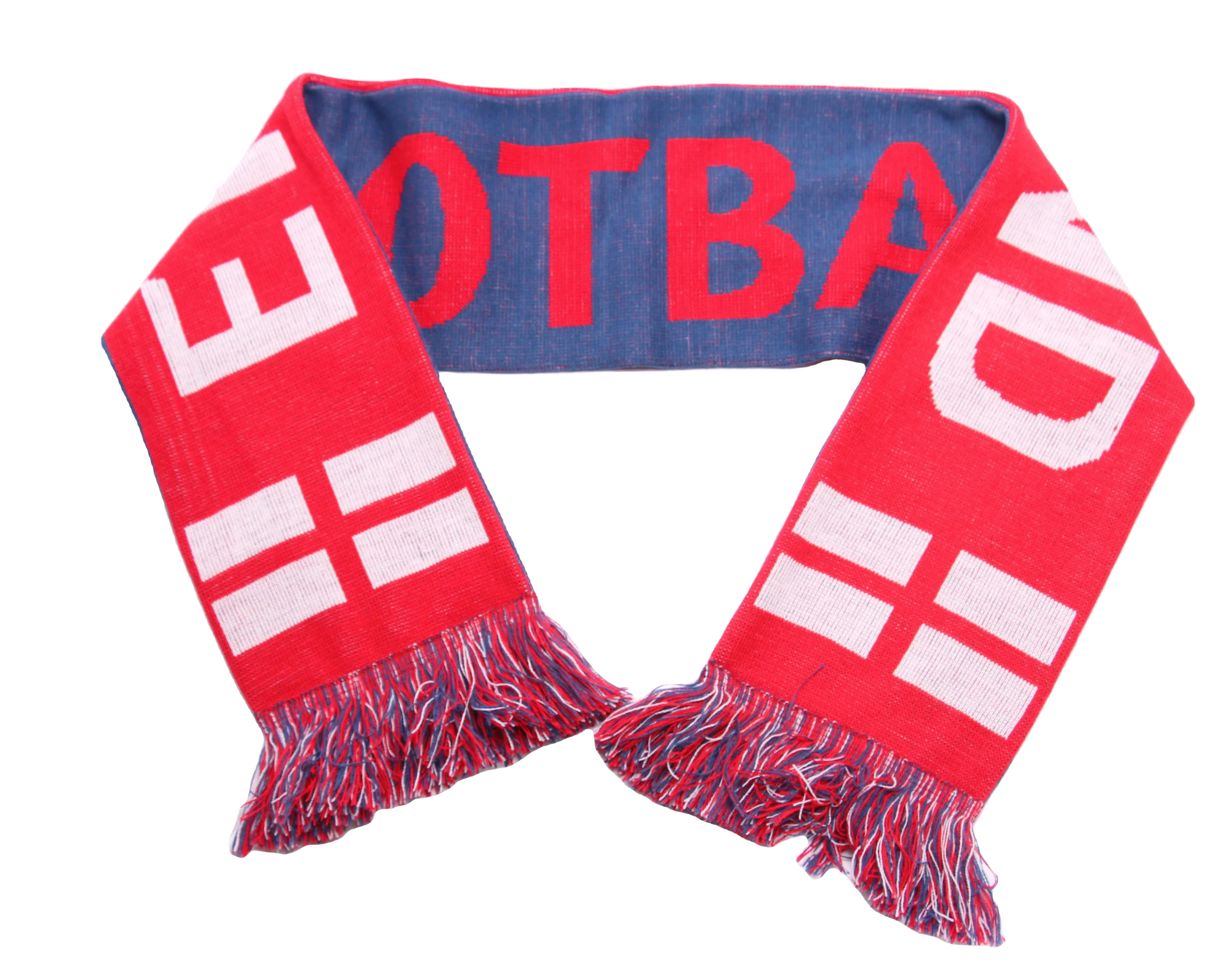 knit factory directly supply hot popular warm soft double layer  LOGO letter pattern chunky jacquard football scarf