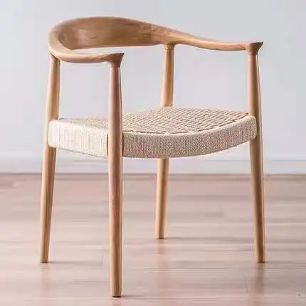 Good Design wishbone solid ash president dining wood restaurant chair with braided rope seat