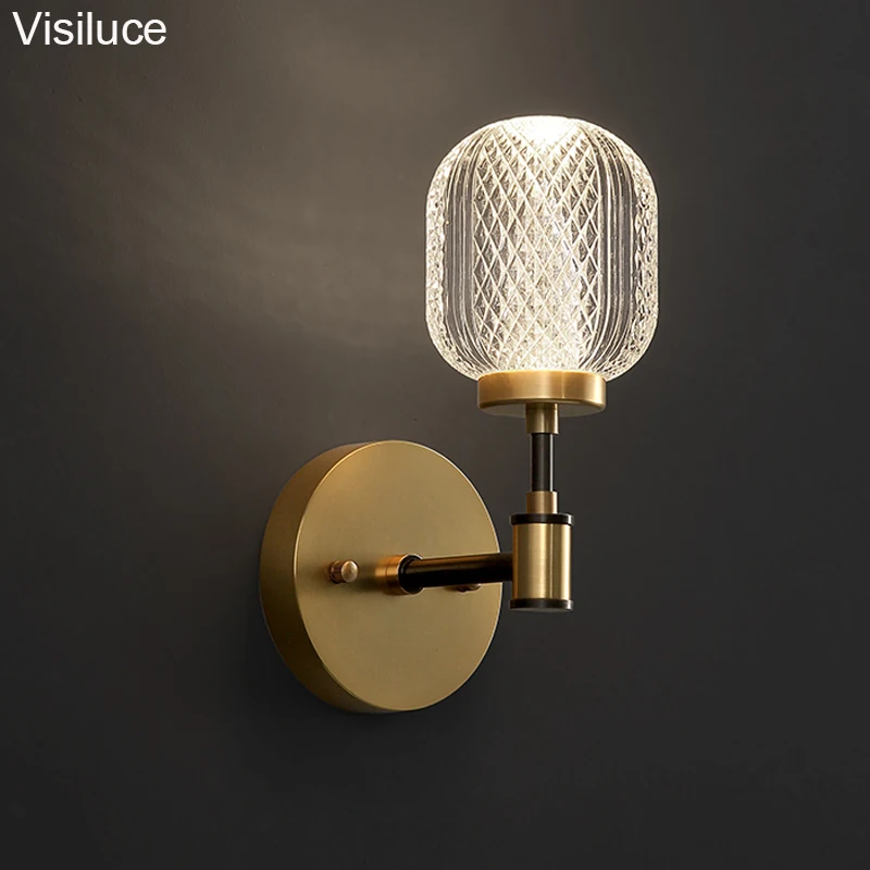 contemporary acrylic Wall Lamp Modern Simple Antique acrylic wall Lamps Led Modern Wall Lamp Indoor bedroom long brass Sconce