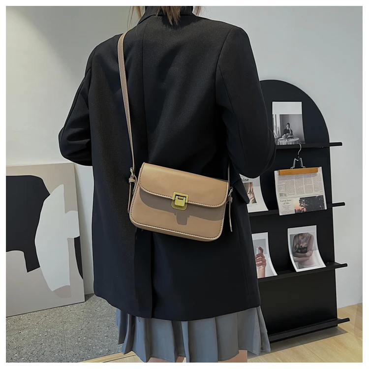 Women Fashion Simplicity Solid Color Handbag Niche Design Chain Single Shoulder Crossbody Bag