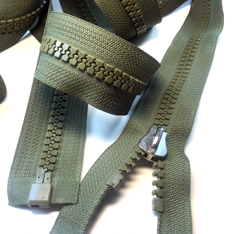 JY 10#  Open End  Resin Plastic Zipper With 2 Pullers For Military Tent