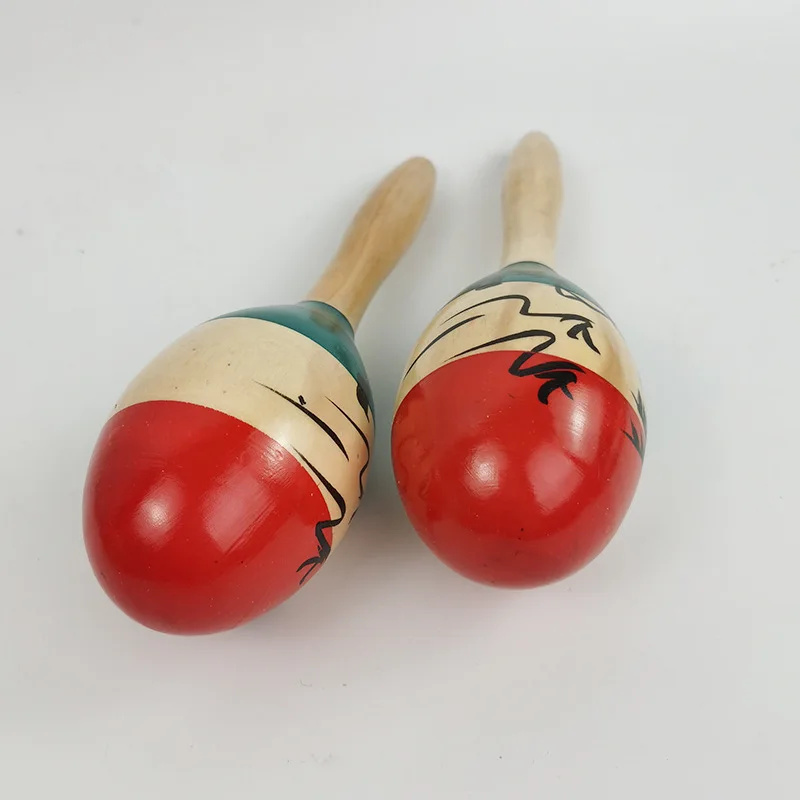 Wholesale Maracas Hand Percussion Rattles Sand ball Christmas Toy Wooden Egg Shakers with Handles Musical Instrument