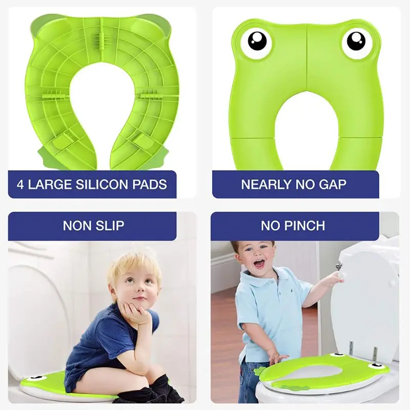 Foldable Potty Toilet Training Seat Portable Travel Toddler Toilet Seat with Carry Bag Prevent Germs Spread
