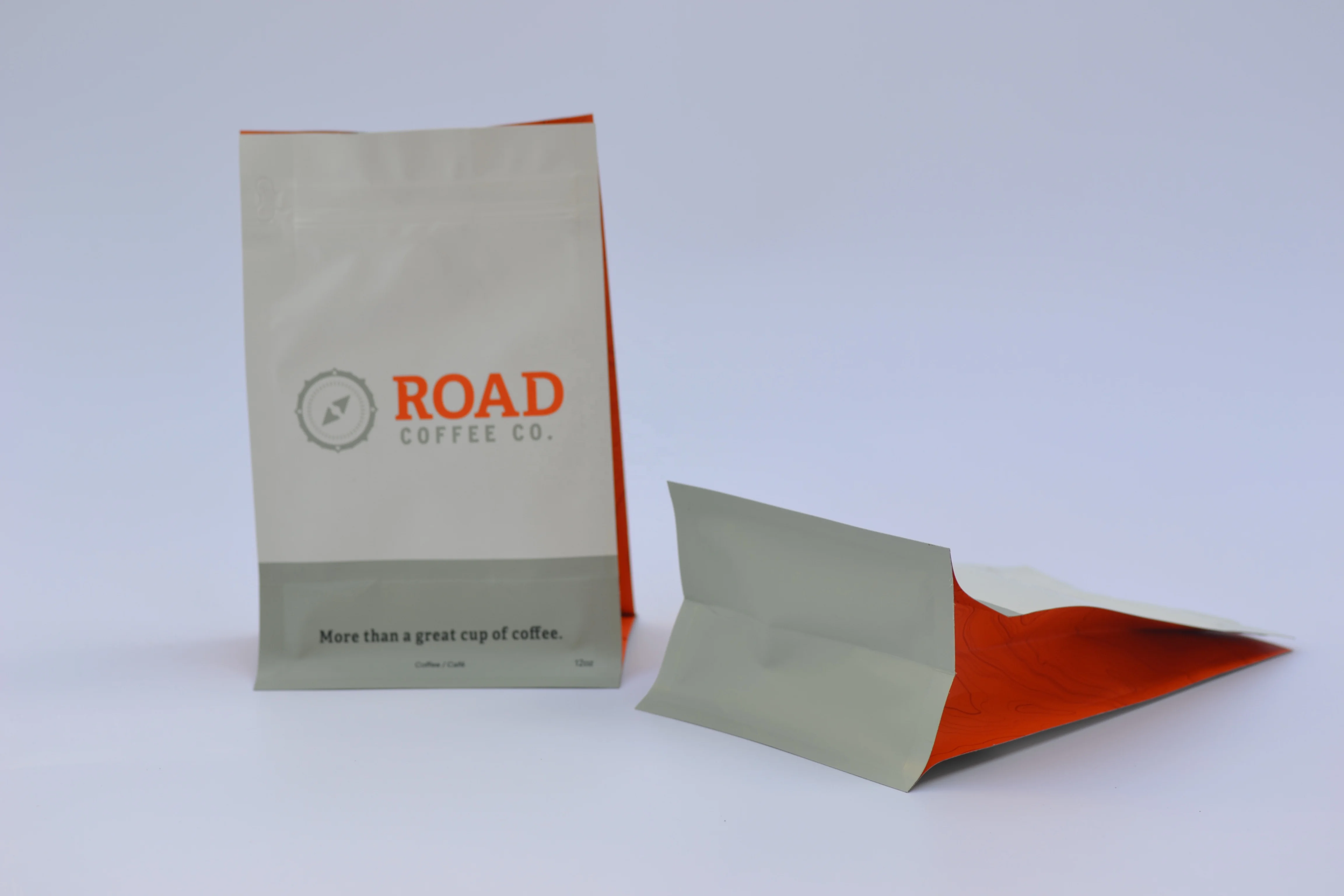 custom printed 12oz roasted coffee beans packing white kraft paper one way valve flat bottom bags with ziplock