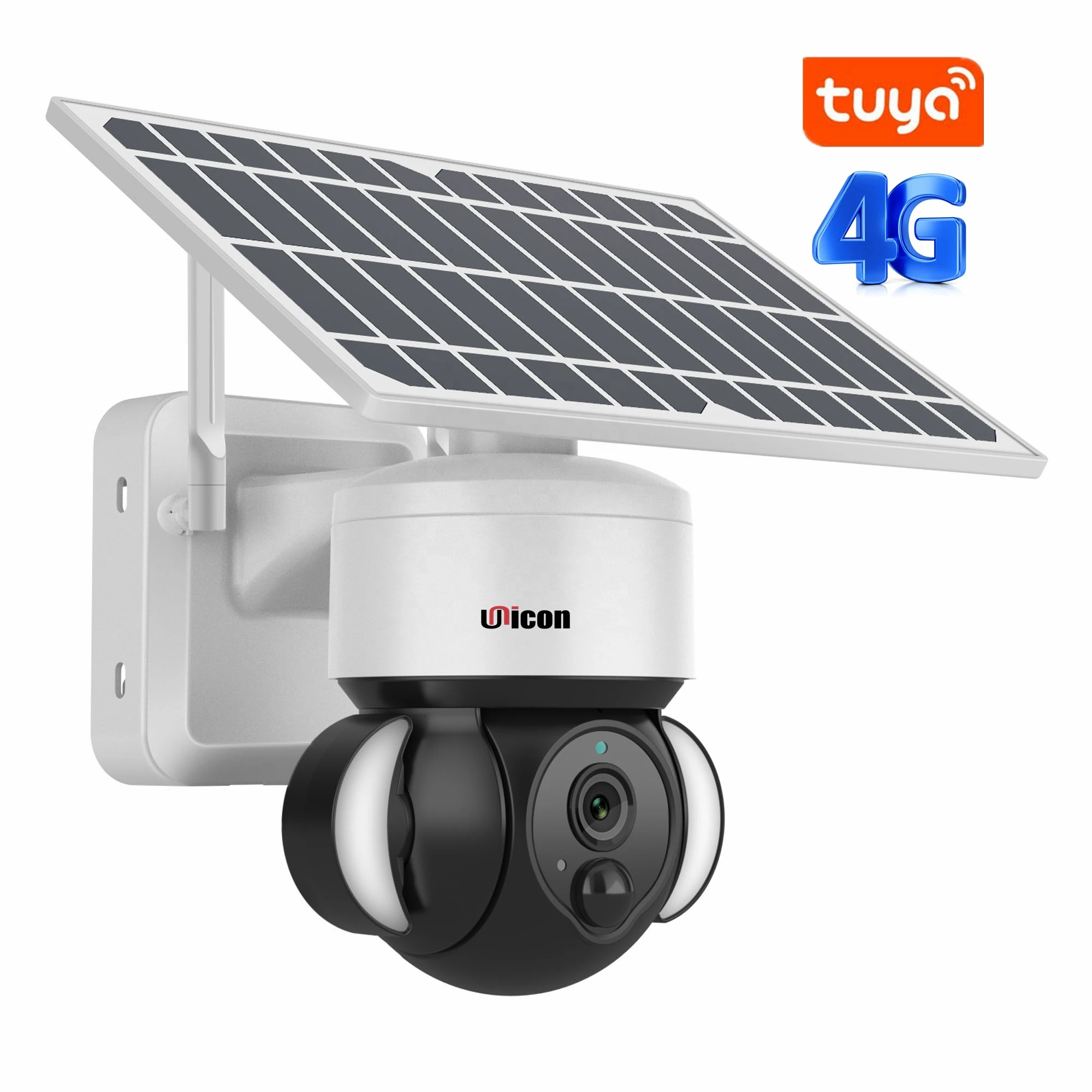 Tuya LTE Sim Card Smart 3MP Floodlight Color Night Vision PTZ 4G Solar Powered Camera with 5M Extend Cable