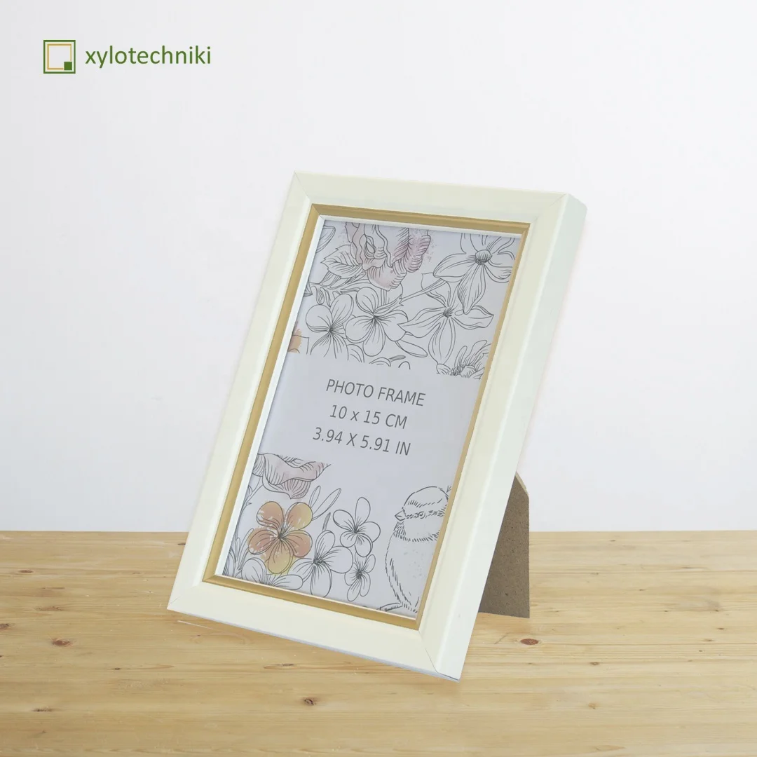 Beautiful wholesale minimal wooden frame photo frames black, white and walnut with gold stripe in custom sizes