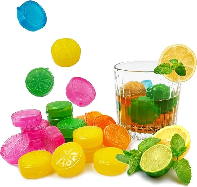 Reusable Ice Cube 40 Pcs Plastic Ice Cubes Quick-Freeze Refreezable Ice Cubes for Making Cold Drinks Lunch Bags Coolers