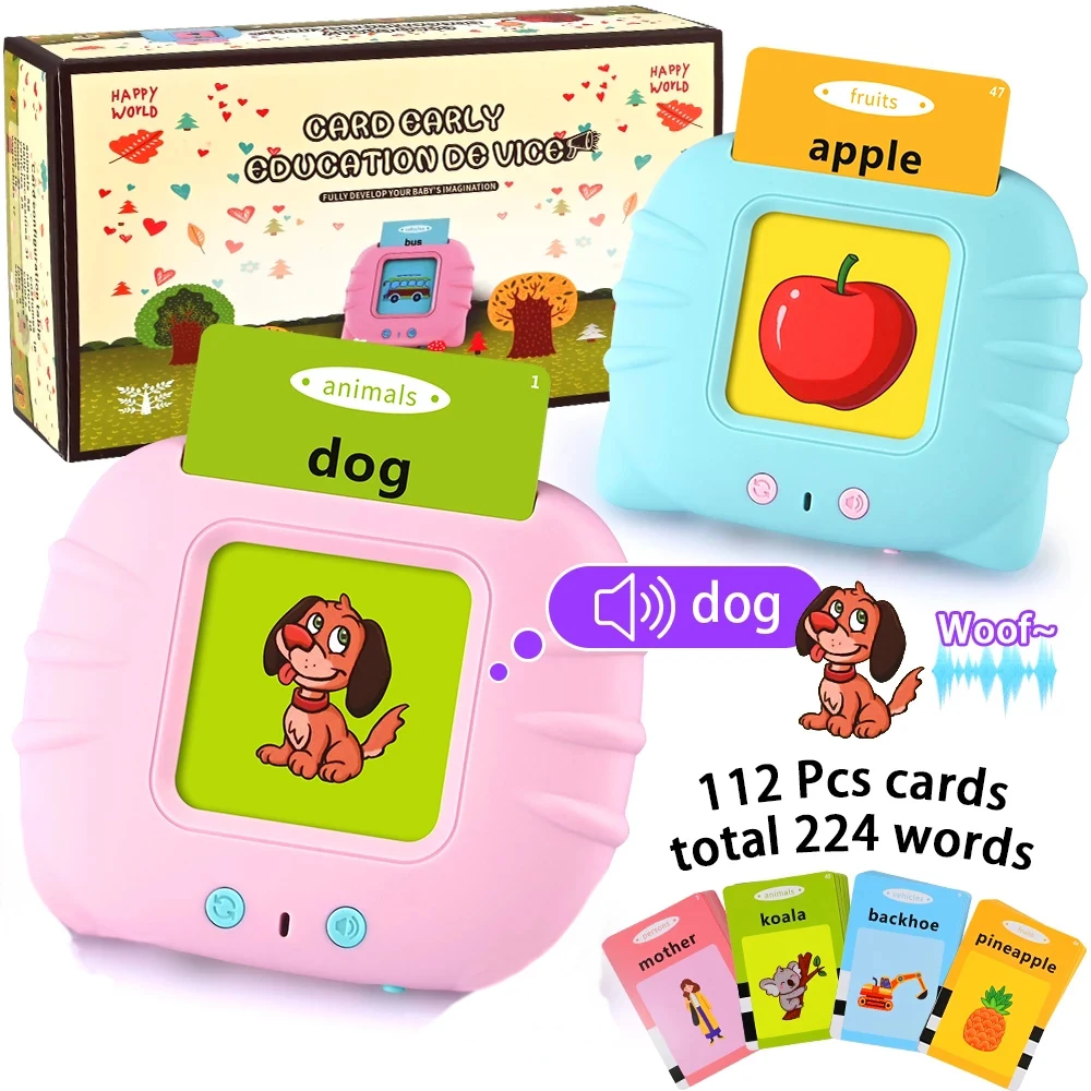 Custom High Quality Best Selling English- Arabic Kids Flashcard Reader 224 Words or 510 words With Cat or Bear shape for kid.