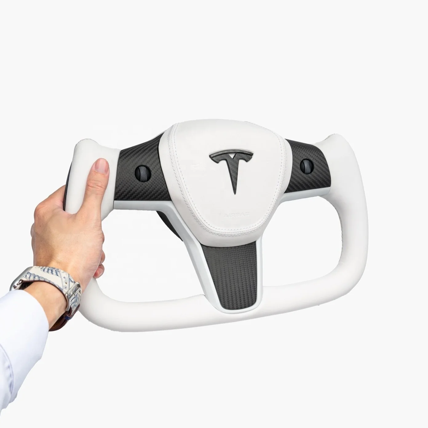2021 New Style Yoke steering wheel Flat Bottom carbon fiber  steering wheel For Tesla