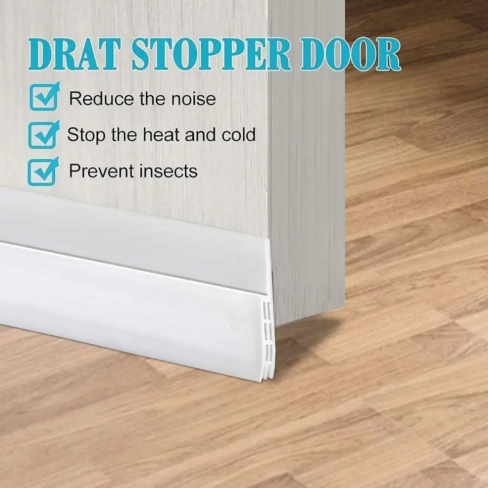Door Draft Stopper Sweep Seal Gap Up Keeping Draft Noise Dust and Unwanted Animals Out Soundproof Door Bottom Weather Stripping