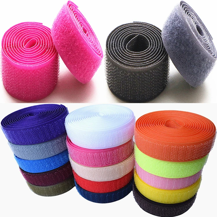 Various sizes and colors Top Quality Fastener Black Hook Loop Strap Adhesive Hook And Loop Tape Hot