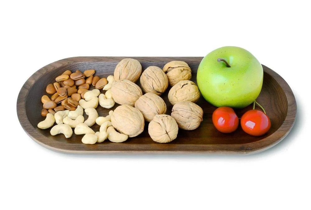Walnut Wood Serving Oval Tray For Table Decoration