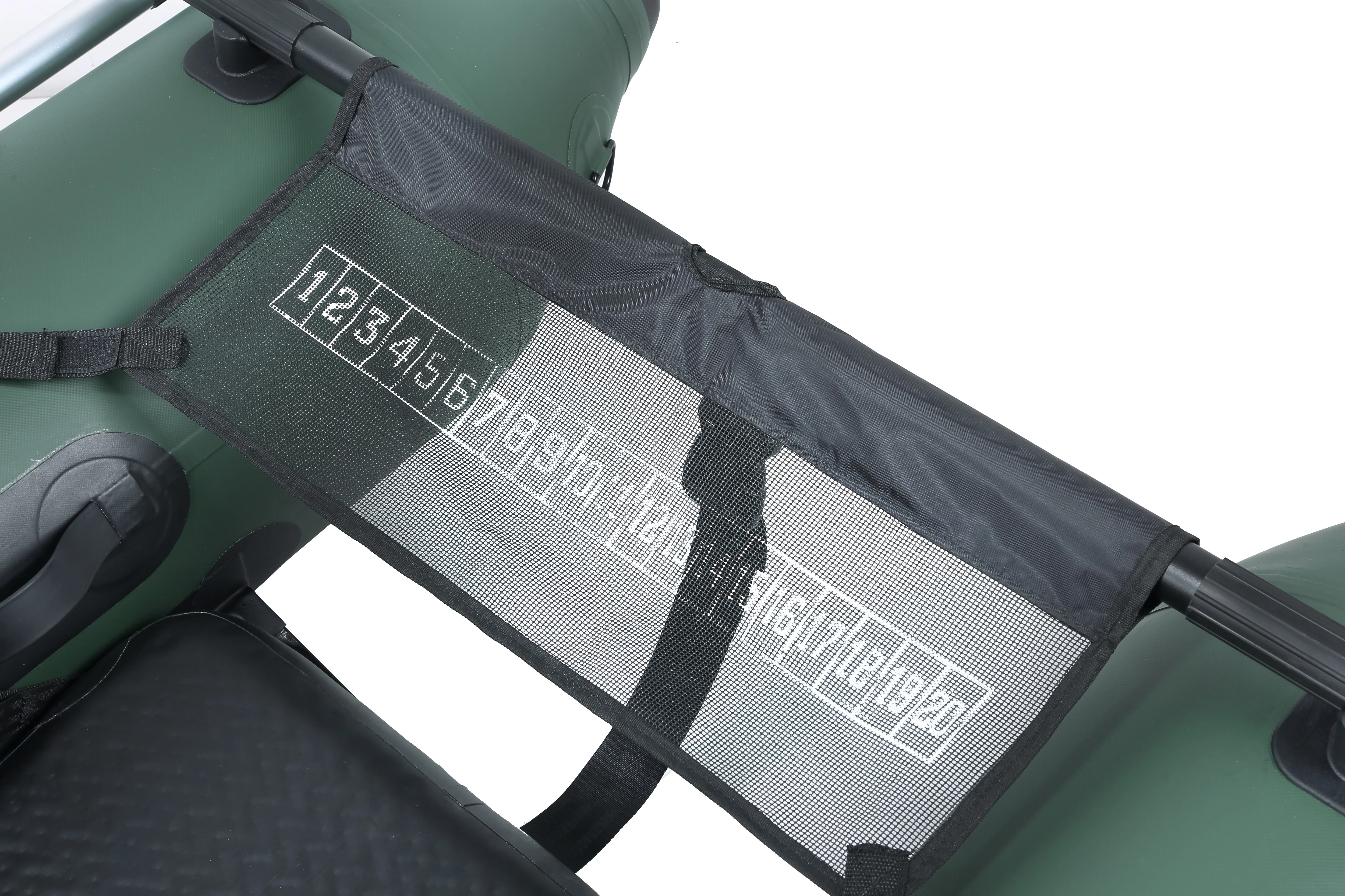 Army Green Belly Boat with Inflatable Seat, 2 Rod Holders, and Storage Pockets for Carp Fishing