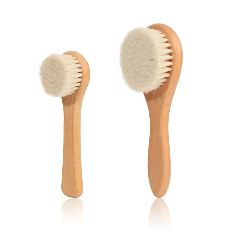 2025 Wholesale High Quality Custom Logo Wool Comb Bath Brush Shampoo Wool Brush For Baby