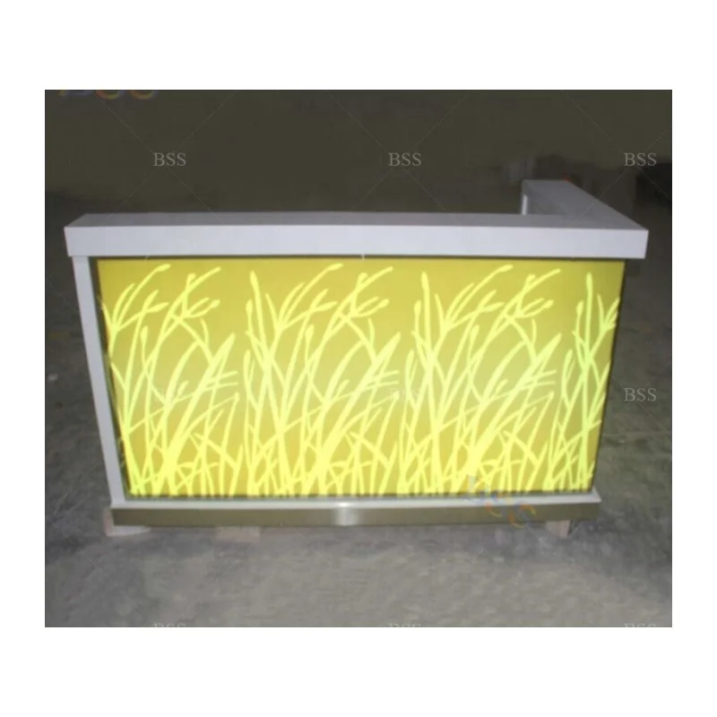 Small Restaurant Furniture Cash Counter Modern Design Fancy Gloss White Marble Top L Shape Restaurant Cash Counter With Light