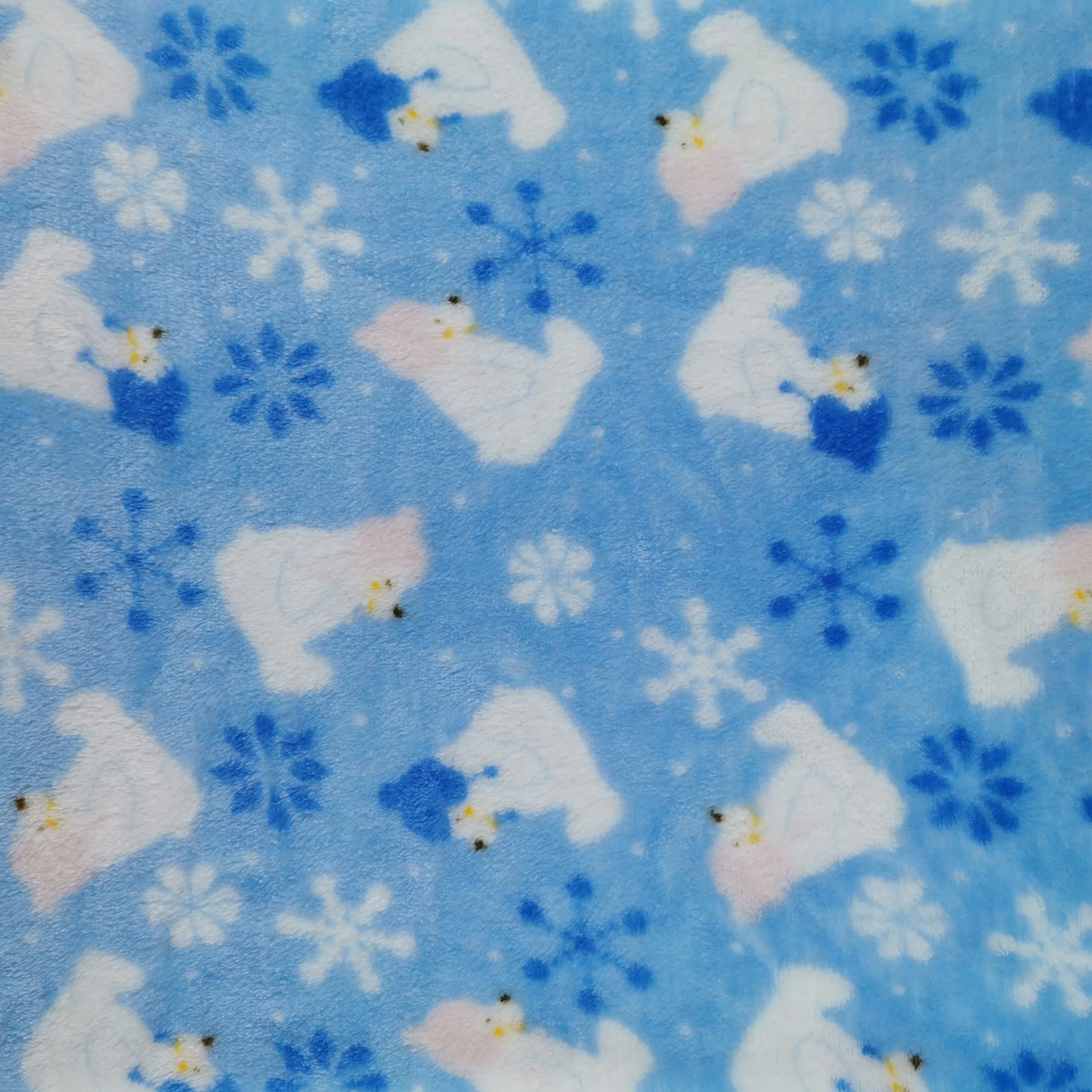 
100% polyester knit polar bear printed polyester fabric coral fleece fabric 