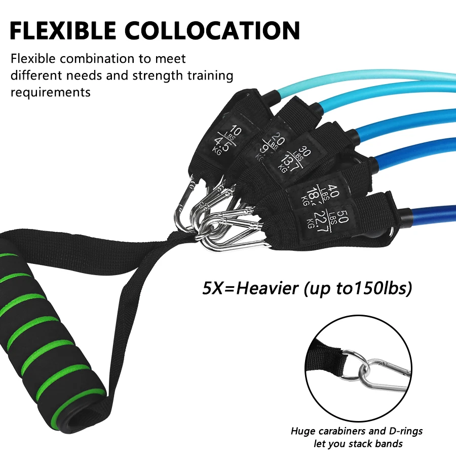 Upgraded 11PCS Stretch  Rubber Gym Training Tensile Expander