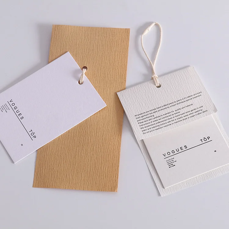 China cheap fold over custom logo printed design 400gsm paper cardboard kraft garment luxury jewelry hang tags with string