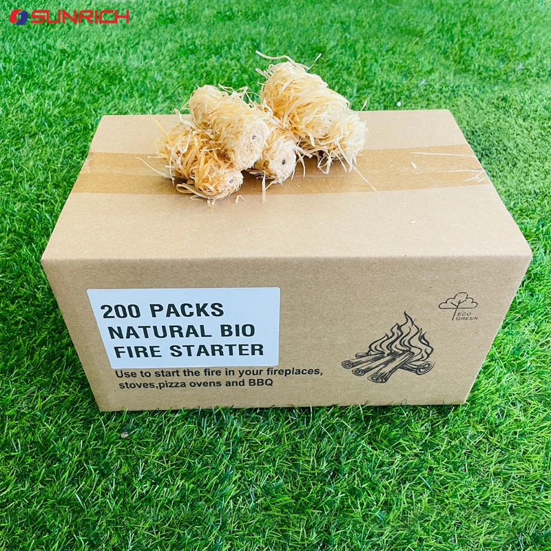 Sunrich Factory wholesale Natural Quick Easy Long Time Bbq Sawdust Fire Lighter Starter Wooden Wool Roll For Bbq