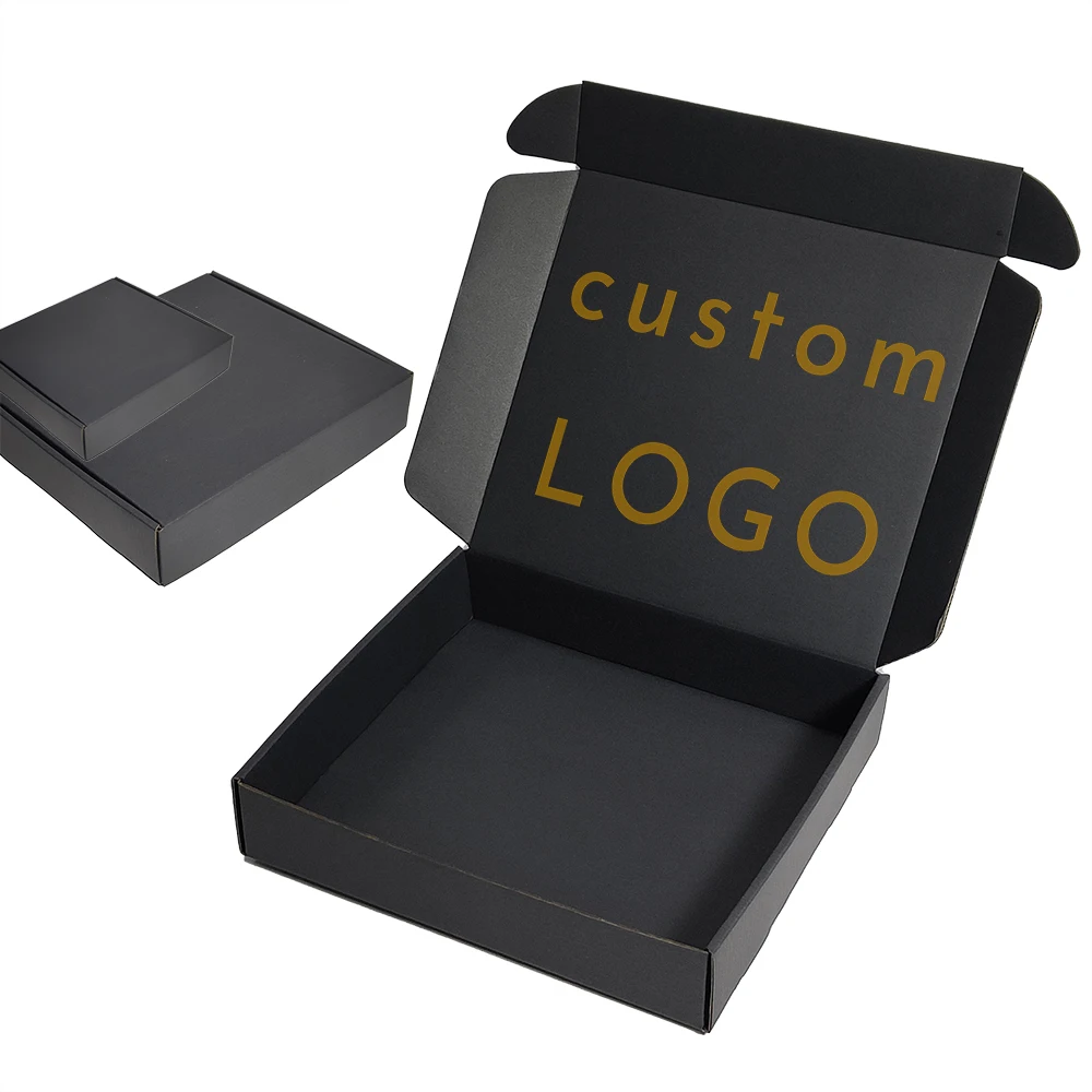 Supplies Cardboard Black Wholesale Luxury Small Packaging Custom Logo Corrugated Custom Shipping Box