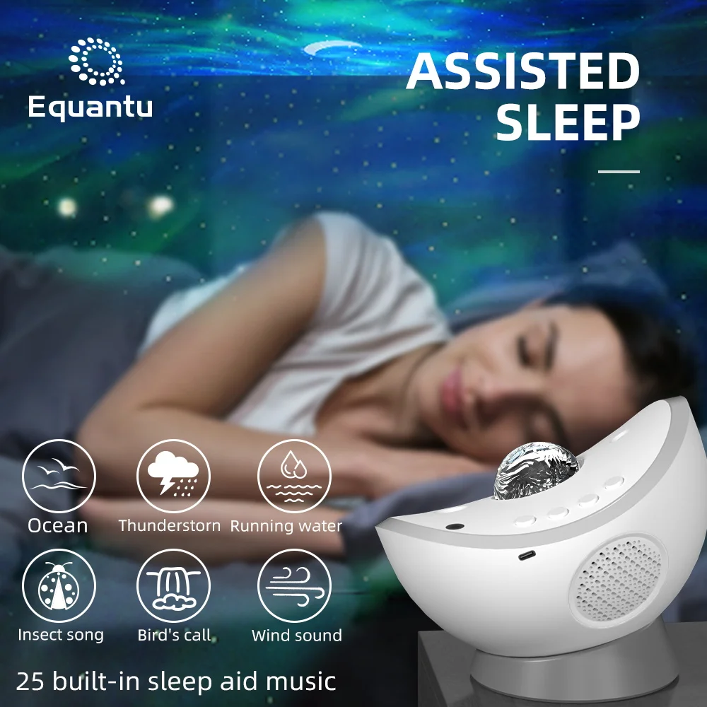 Equantu Star Projector Lamp QB958 Aid Sleep  LED Bluetooth Music Laser And Aurora Galaxy Starry Projector