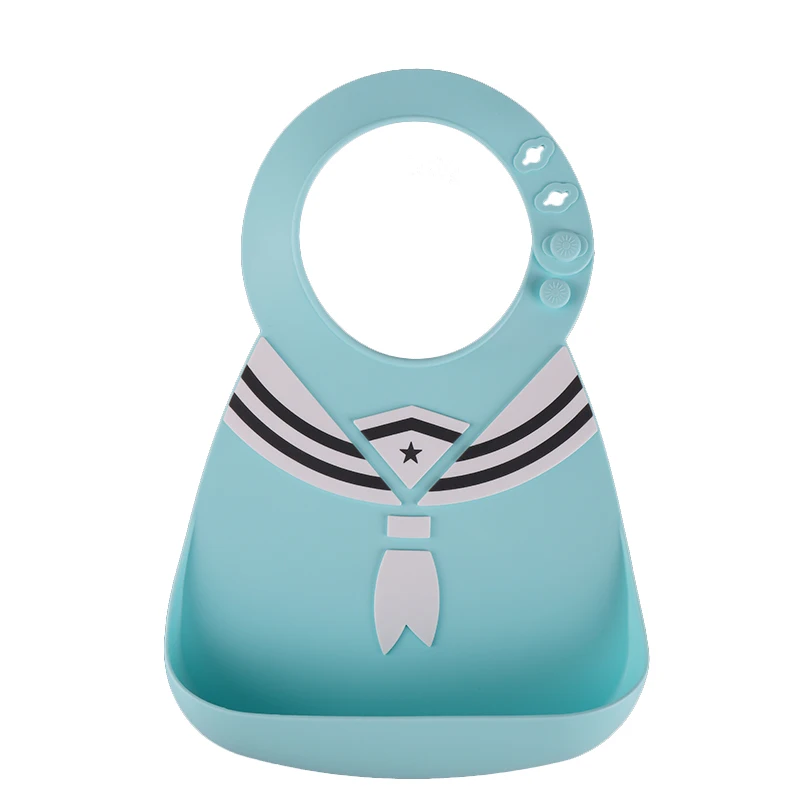 2021 Happy Stork Soft Adjustable Silicone Baby bibs with Food Catcher