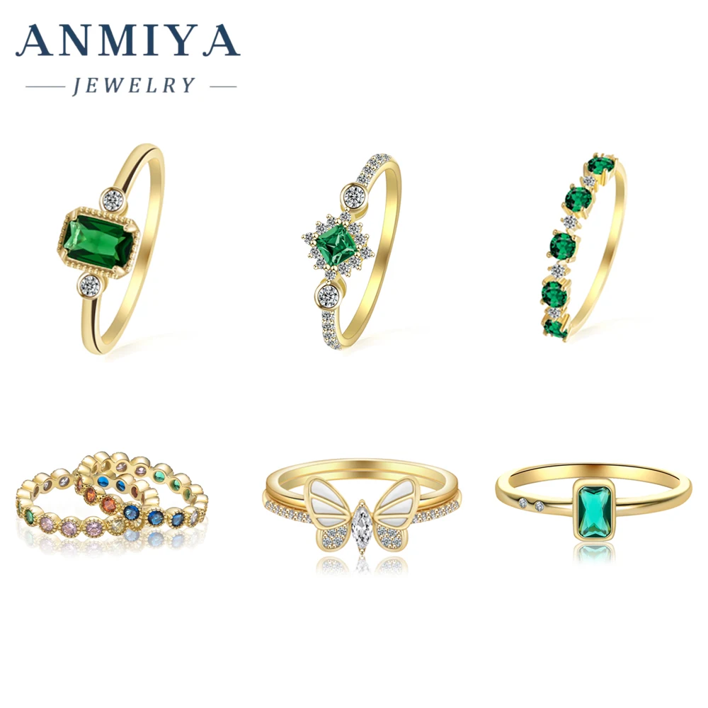 Fashion Accessories Women Jewelry 18K Rings Fashion Jewelry Wedding Rings Couple Set 925 silver Green Zircon Gold Medieval Rings