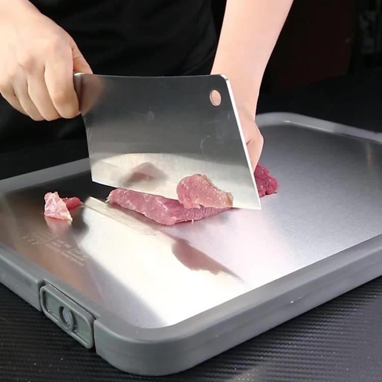 Kitchen  Various Sizes Rectangular Metal Non Slip Double Sided Plastic and Stainless Steel Chopping Board