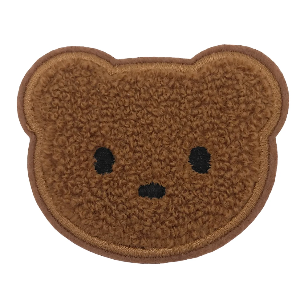 High quality self adhesive cute animal towel embroidery patches big size bear iron on chenille clothing patches